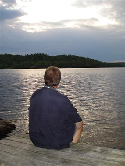 Setting sun over Lake Stukely, Mont Orford